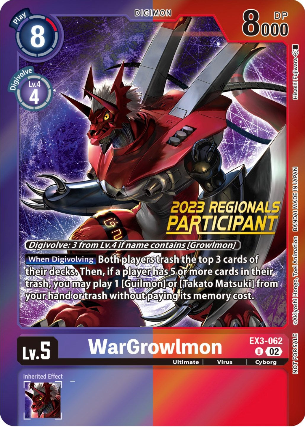 WarGrowlmon (2023 Regionals Participant) [EX3-062] [Draconic Roar] Foil