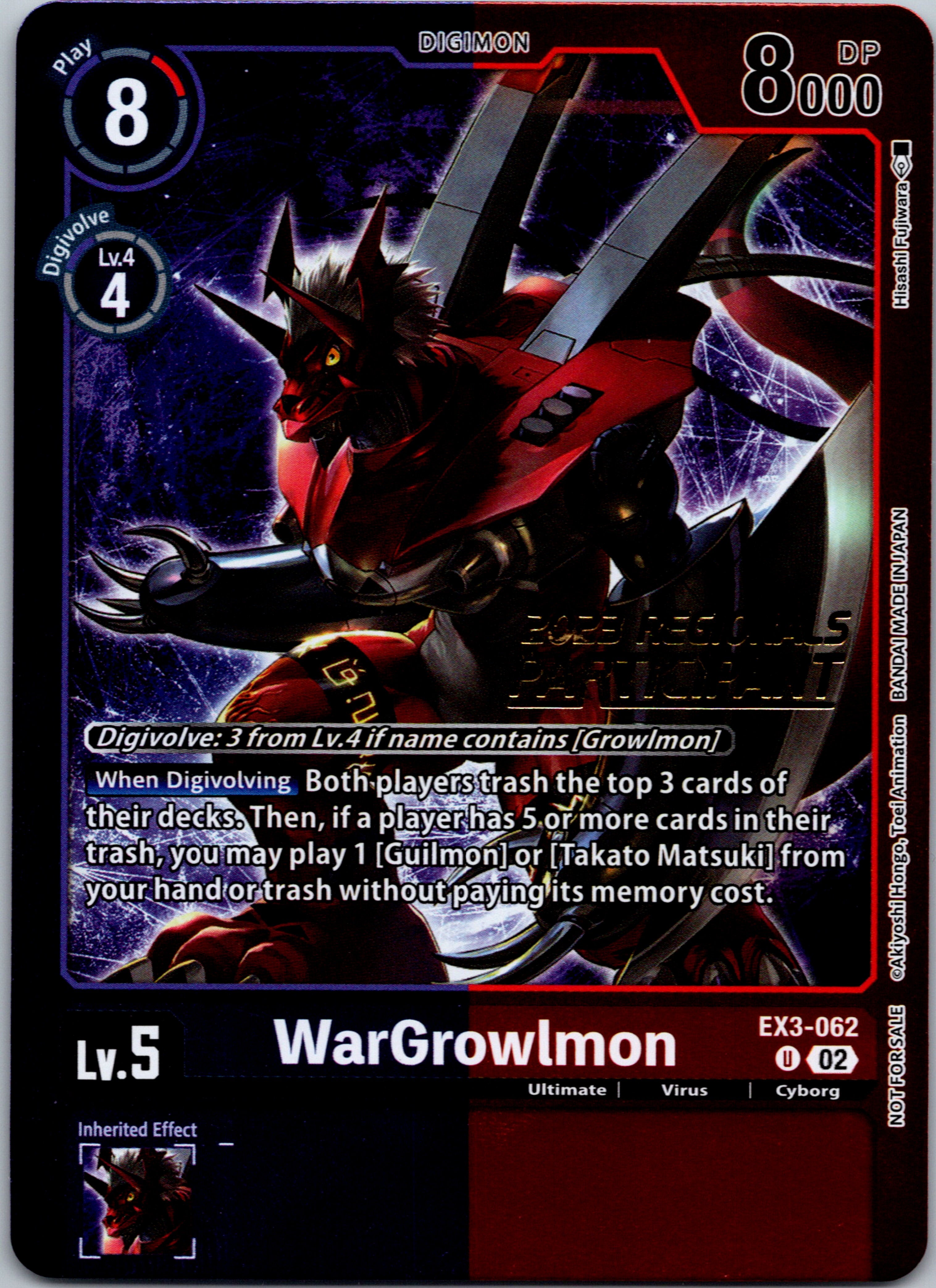 WarGrowlmon (2023 Regionals Finalist) [EX3-062] [Draconic Roar] Foil