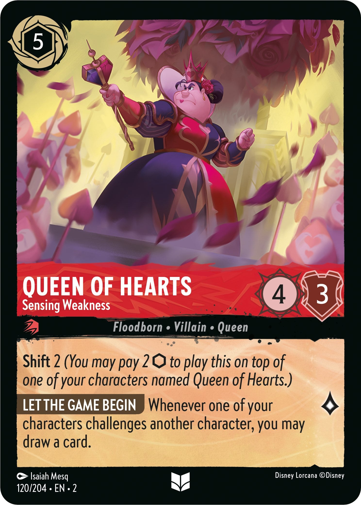 Queen of Hearts - Sensing Weakness 120/204 (Rise of the Floodborn) Cold Foil