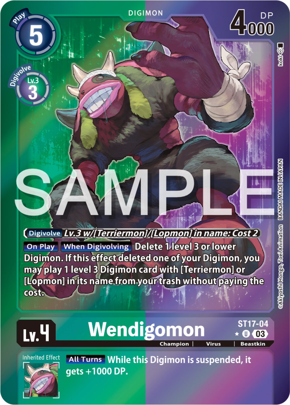 Wendigomon (Advanced Deck Set Double Typhoon Secret Pack) [ST17-04] [Starter Deck 17: Double Typhoon Advanced Deck Set] Foil