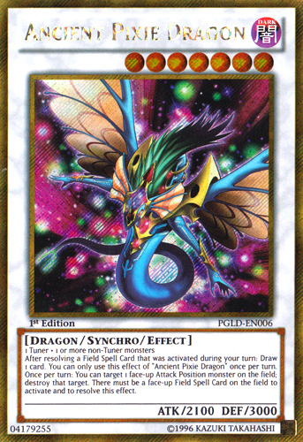 Ancient Pixie Dragon [PGLD-EN006] Gold Secret Rare - Duel Kingdom