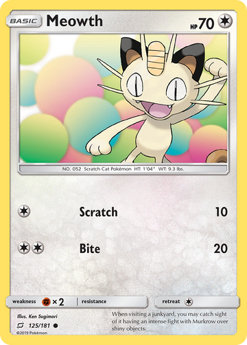 Meowth (125/181) [Sun & Moon: Team Up] - Duel Kingdom