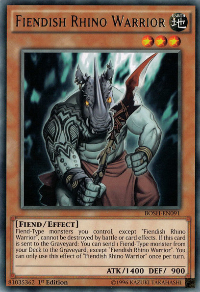 Fiendish Rhino Warrior [BOSH-EN091] Rare - Duel Kingdom
