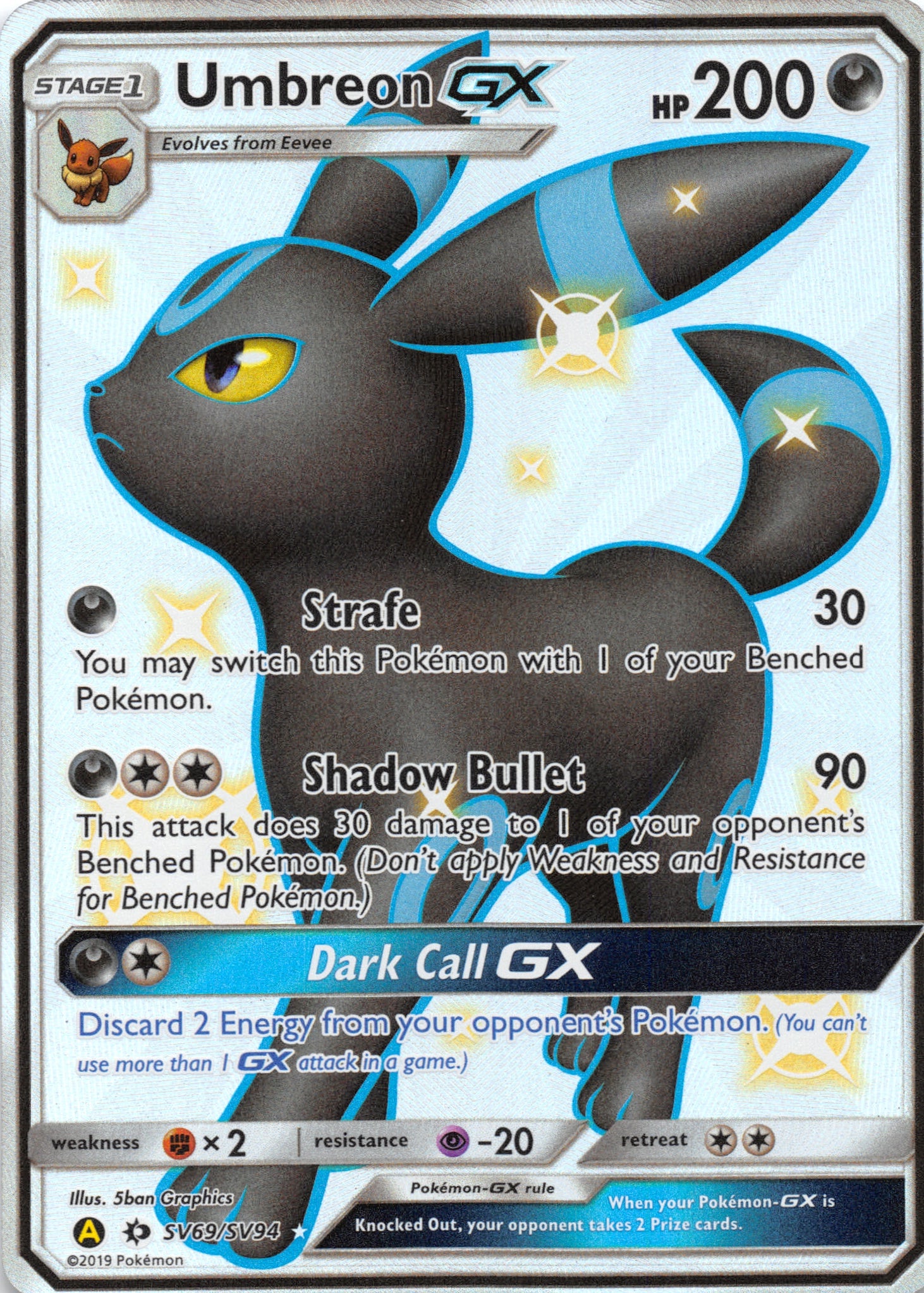 Articuno GX Full Art Shiny Holo Hidden Fates Pokemon Card SV54/SV94