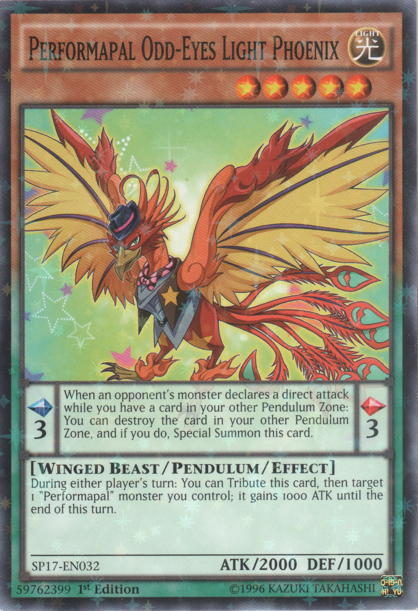 Performapal Odd-Eyes Light Phoenix [SP17-EN032] Starfoil Rare - Duel Kingdom