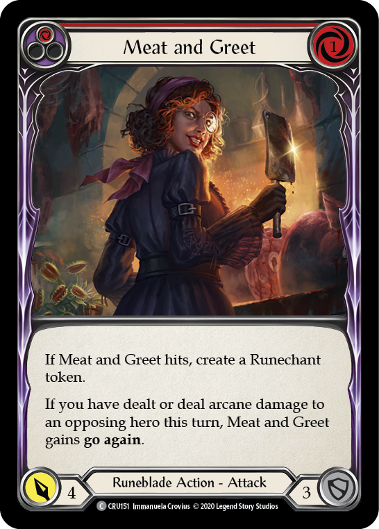 Meat and Greet (Red) [CRU151] 1st Edition Rainbow Foil - Duel Kingdom