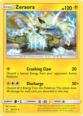 Zeraora (060/214) (Cracked Ice Holo) (Theme Deck Exclusive) [Sun & Moon: Unbroken Bonds]