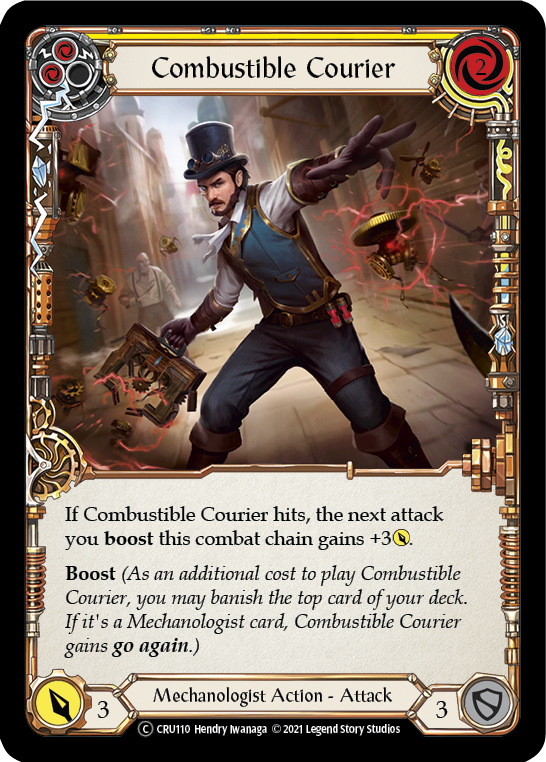 Combustible Courier (Yellow) (Rainbow Foil) [CRU110-RF] Unlimited Rainbow Foil - Duel Kingdom