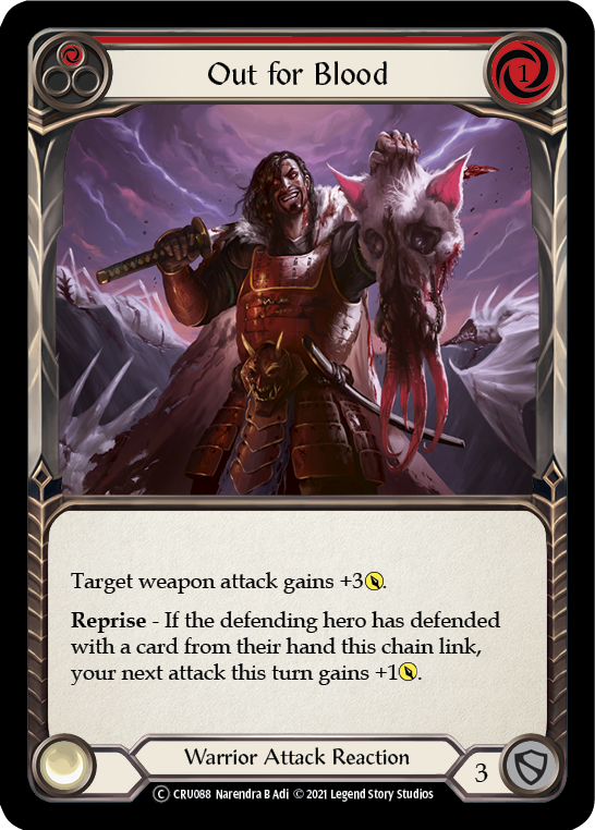 Out for Blood (Red) (Rainbow Foil) [CRU088-RF] Unlimited Rainbow Foil - Duel Kingdom