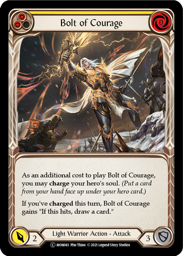 Bolt of Courage (Yellow) (Rainbow Foil) [U-MON043-RF] Unlimited Rainbow Foil - Duel Kingdom