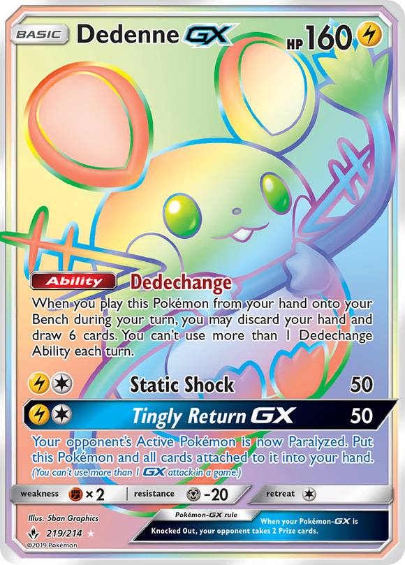 Dedenne GX (219/214) [Sun & Moon: Unbroken Bonds] - Duel Kingdom