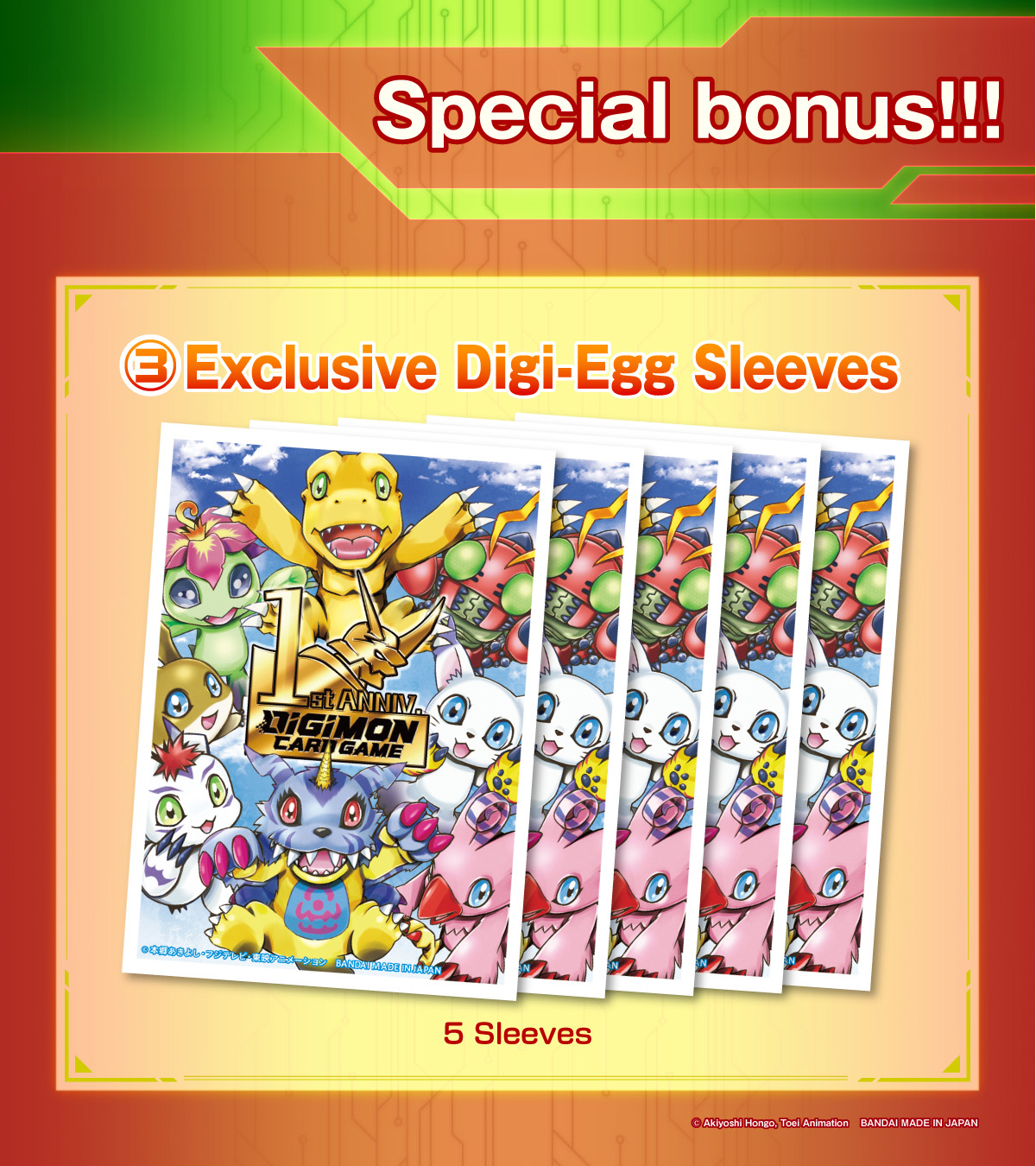 Digimon Card Game Official Sleeves - Tamer's Set 3 (60-Pack) + Bonus 5 Digi Egg Sleeves